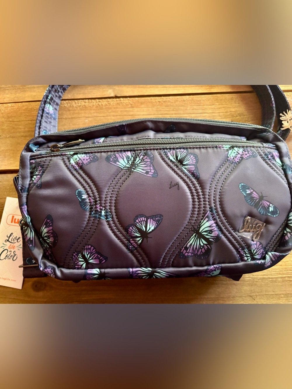 Lug Purple Butterfly Crescendo Convertible Shooper with Crossbody bag - Picture 10 of 14